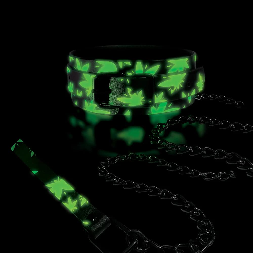 Stoner Vibes Chronic Collection Glow in the Dark Collar and Leash thumbnail 3
