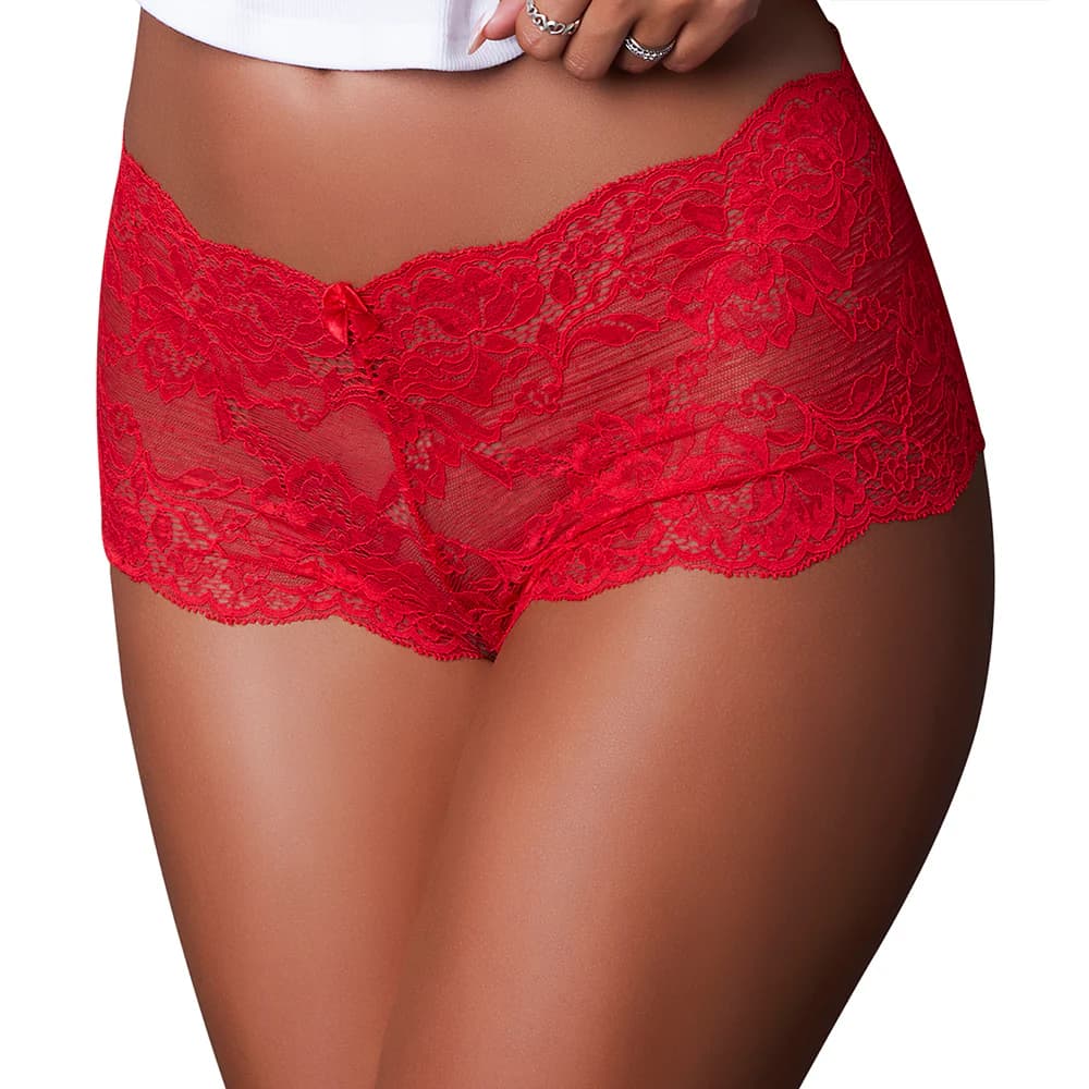 Magic Silk Sugar High Lace Boy Short Red L/XL