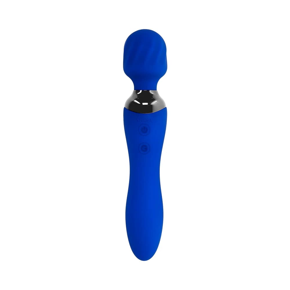 Selopa Blue Belle Rechargeable Dual-Ended Wand Vibrator Silicone Blue thumbnail 2