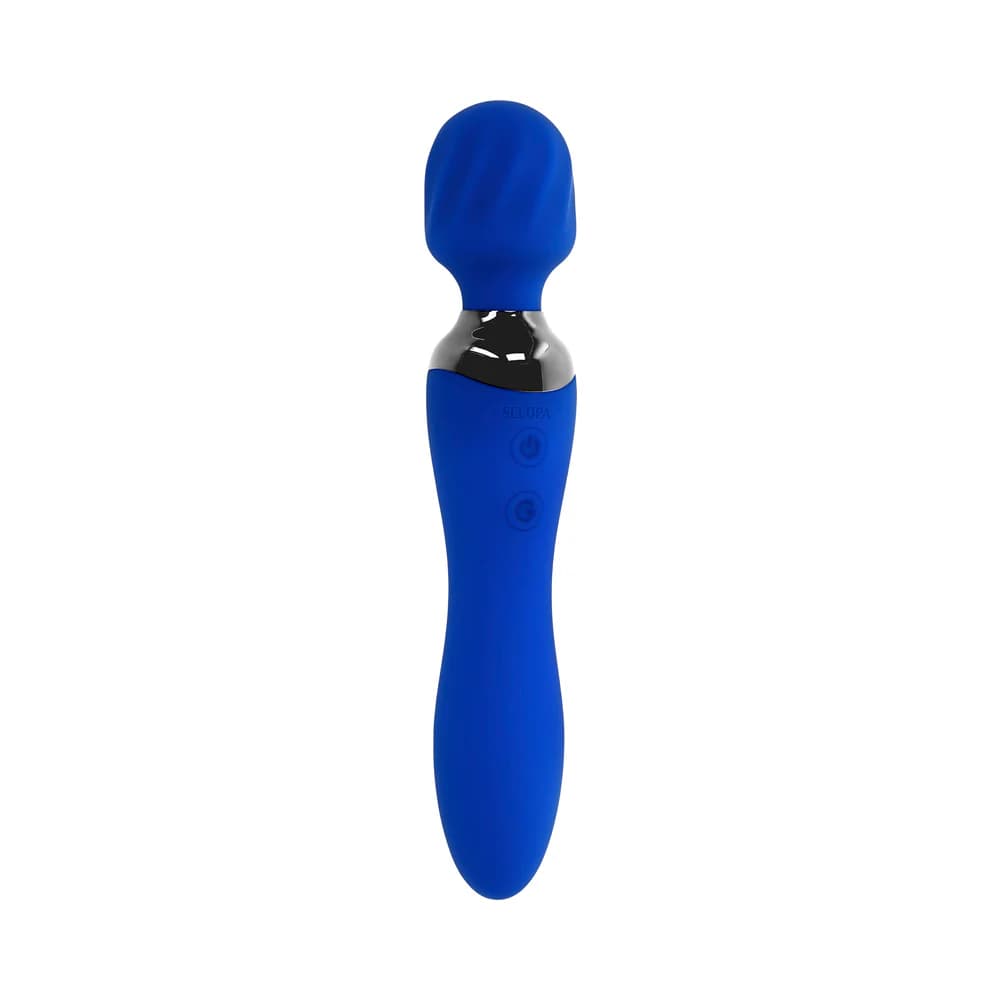 Selopa Blue Belle Rechargeable Dual-Ended Wand Vibrator Silicone Blue thumbnail 3