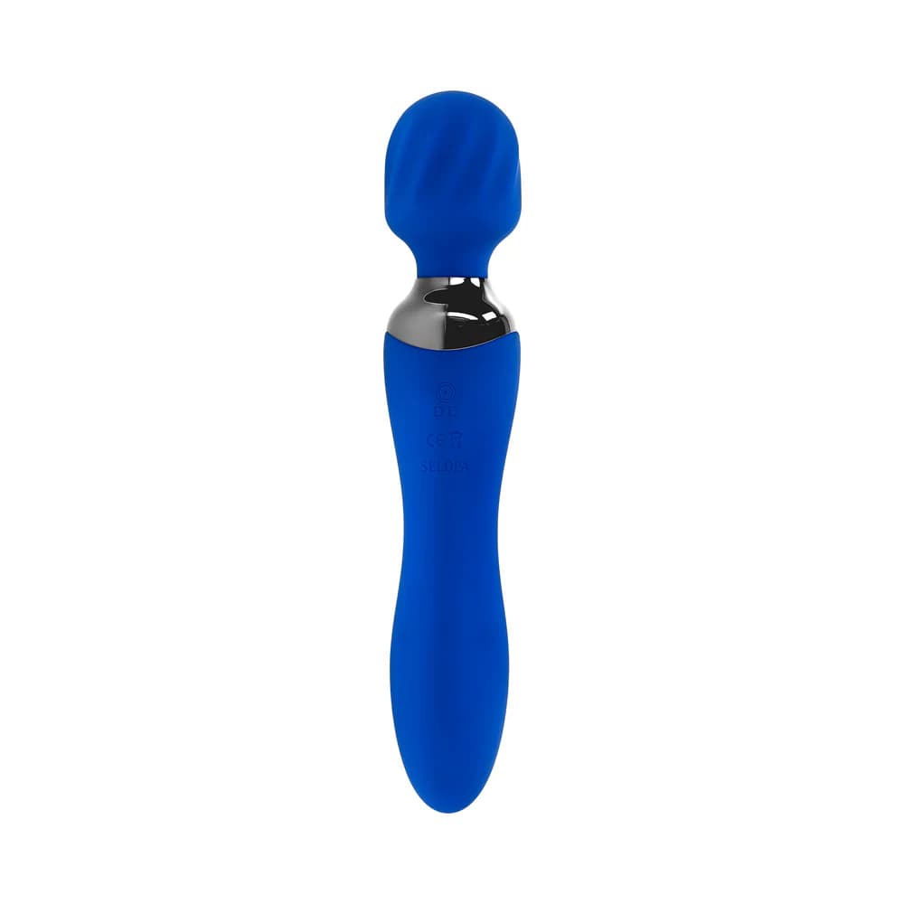 Selopa Blue Belle Rechargeable Dual-Ended Wand Vibrator Silicone Blue thumbnail 5