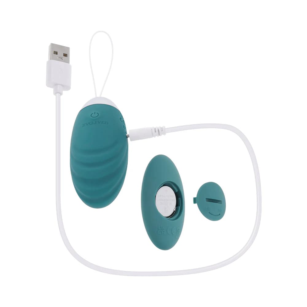 Evolved Oval Office Rechargeable Vibrating Egg with Remote Silicone Teal thumbnail 9