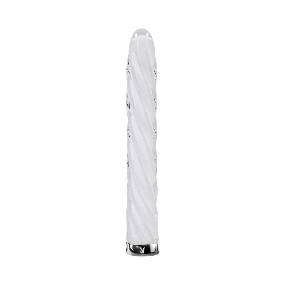Playboy In A Twist Rechargeable Glass Vibrator White thumbnail 2