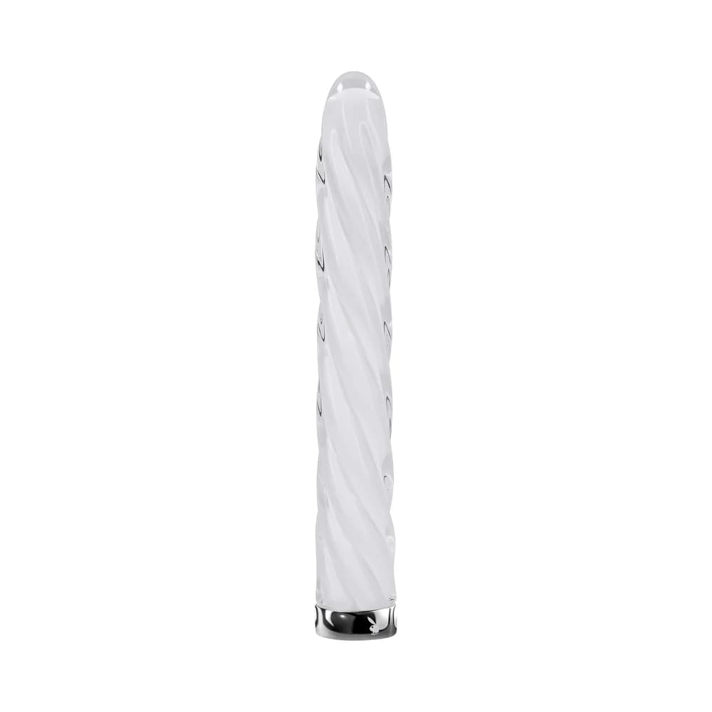 Playboy In A Twist Rechargeable Glass Vibrator White thumbnail 3