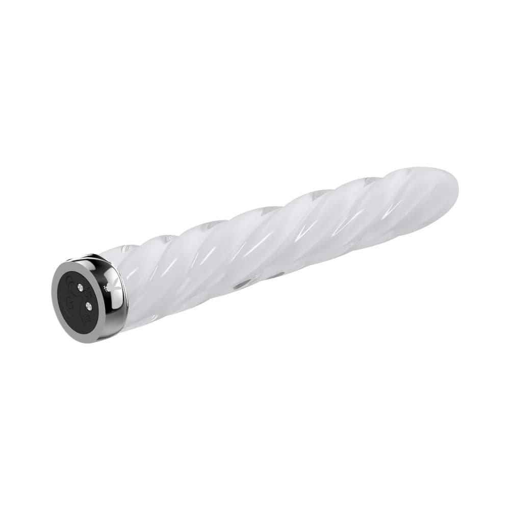 Playboy In A Twist Rechargeable Glass Vibrator White thumbnail 5