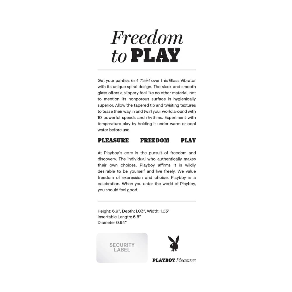 Playboy In A Twist Rechargeable Glass Vibrator White thumbnail 8