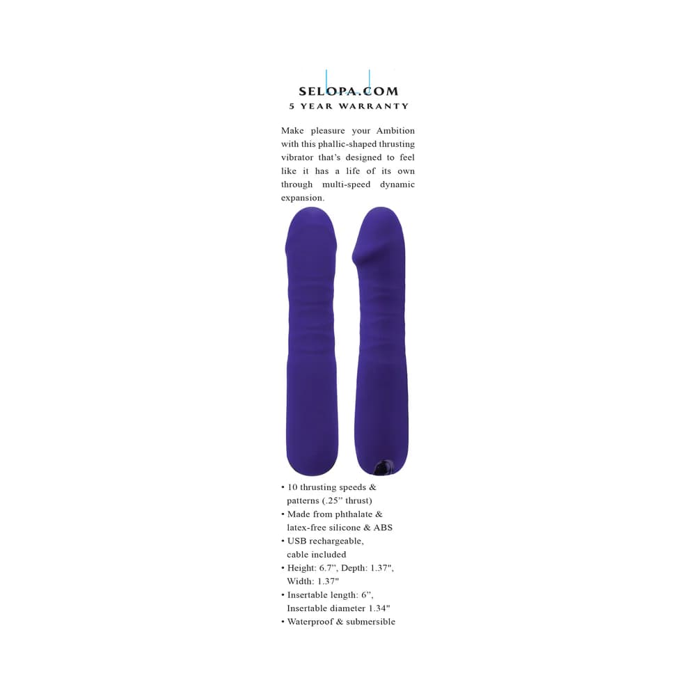 Selopa Ambition Rechargeable Thrusting Vibrator Silicone Purple thumbnail 9