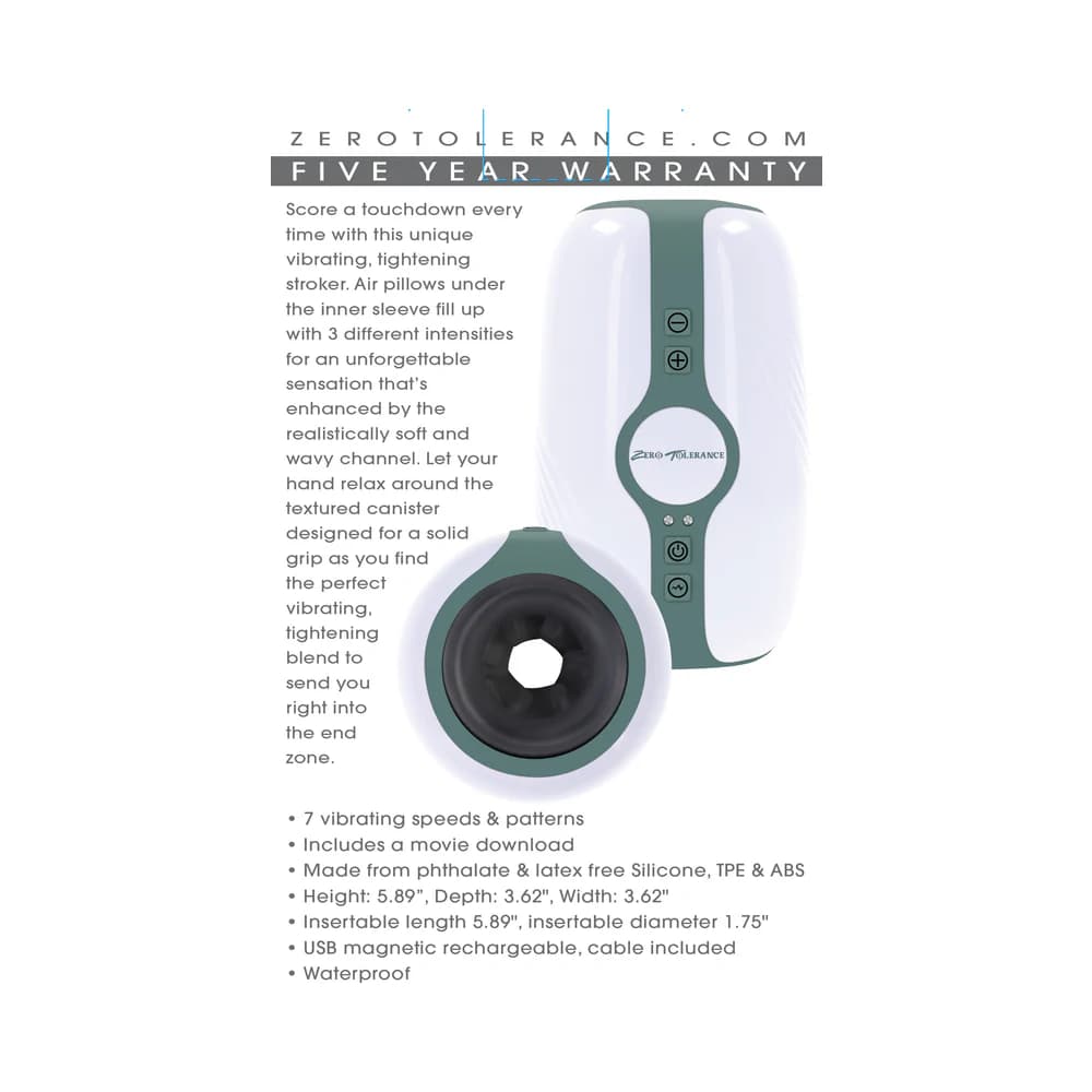 Zero Tolerance Touchdown Rechargeable Vibrating Tightening Stroker Silicone White thumbnail 10