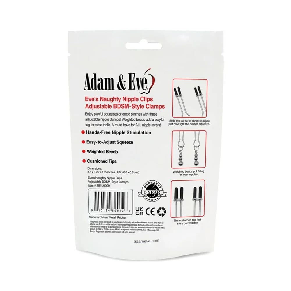 Adam & Eve Eve's Naughty Nipple Clips (Bag Packaging) thumbnail 6