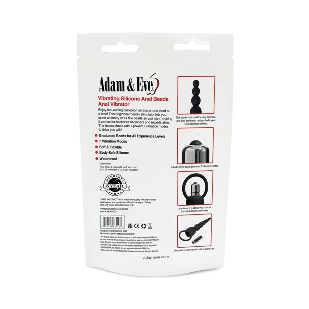 Adam & Eve Vibrating Silicone Anal Beads (Bag Packaging) thumbnail 7