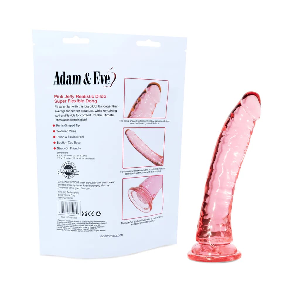 Adam & Eve Pink Jelly Realistic Dildo thumbnail 6