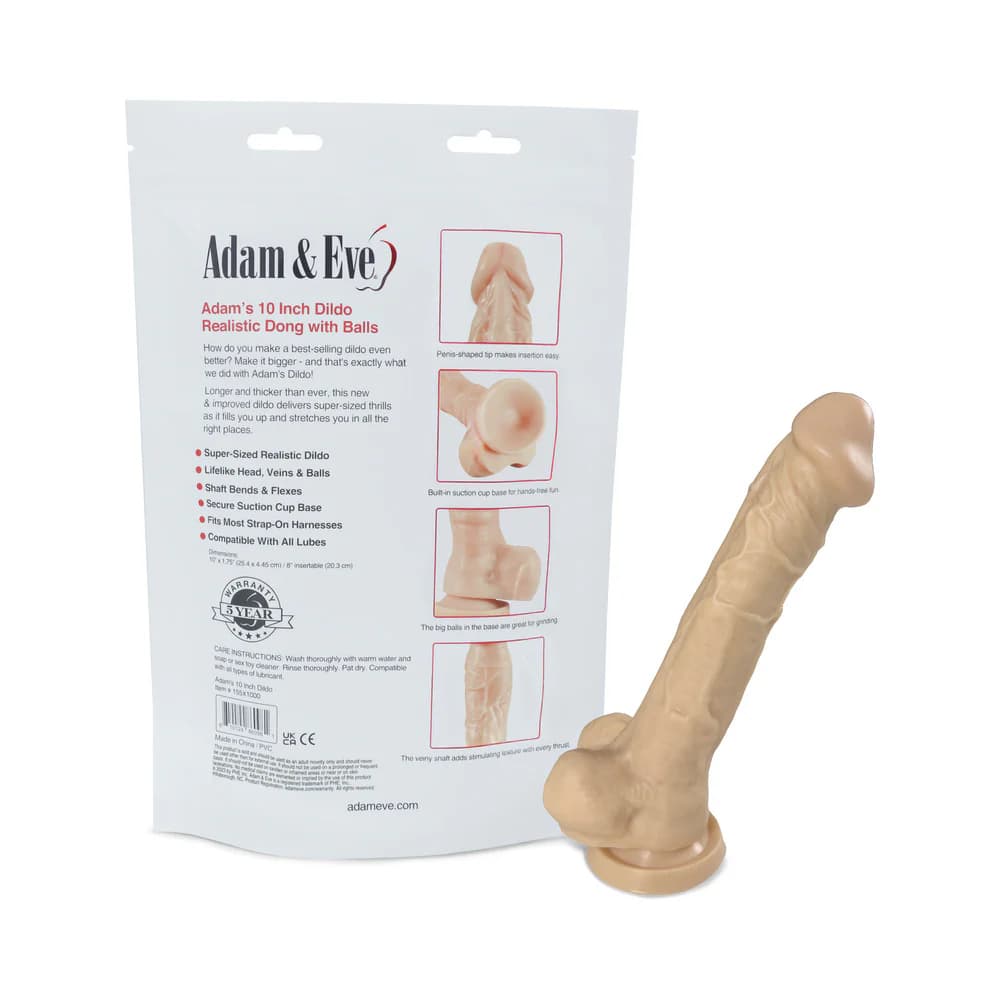 Adam & Eve Adam's Cock 10 in. Dildo (Bag Packaging) thumbnail 2