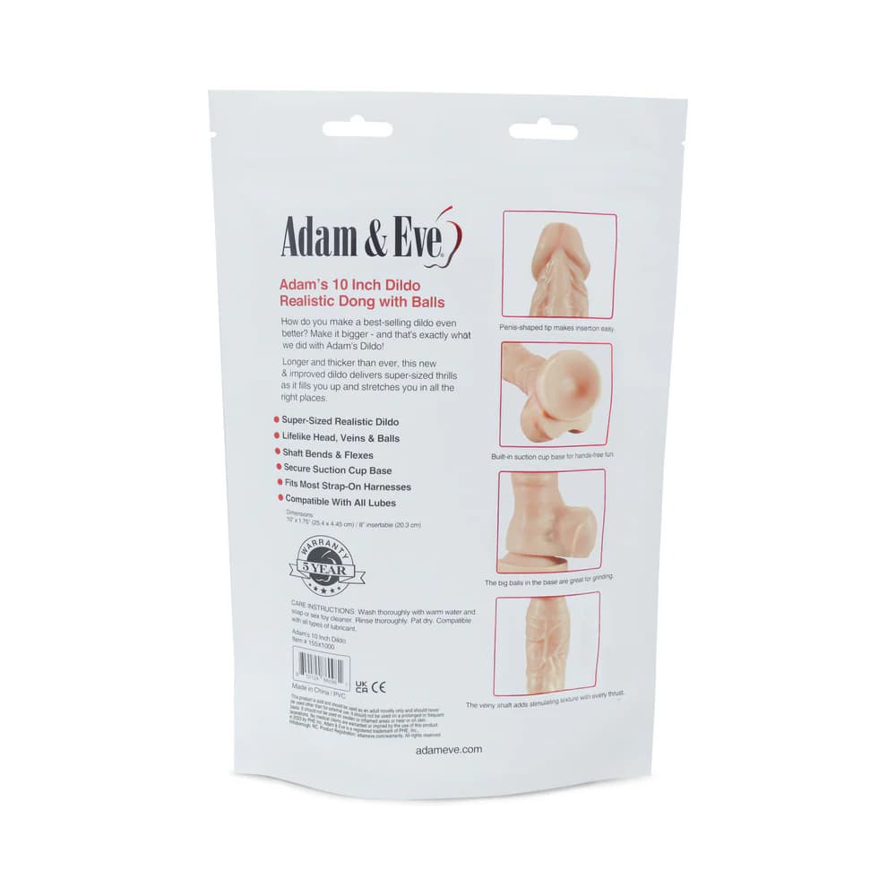 Adam & Eve Adam's Cock 10 in. Dildo (Bag Packaging) thumbnail 4