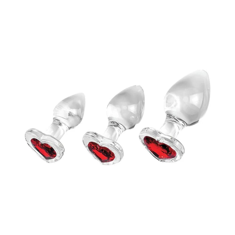 Adam & Eve Red Heart Gem Glass Plug Set thumbnail 2