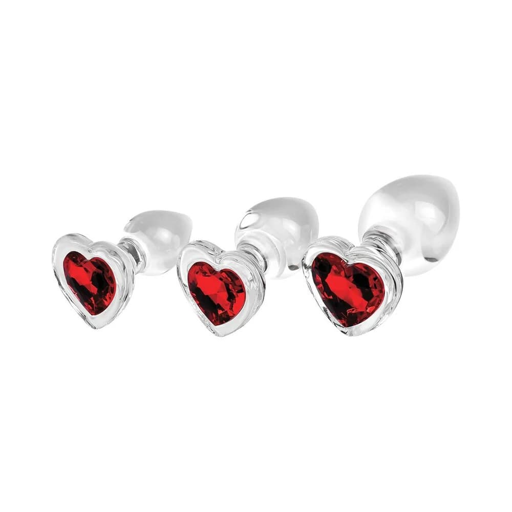 Adam & Eve Red Heart Gem Glass Plug Set thumbnail 3