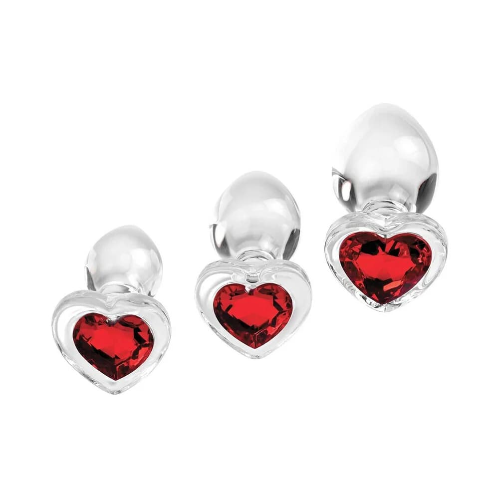Adam & Eve Red Heart Gem Glass Plug Set thumbnail 4
