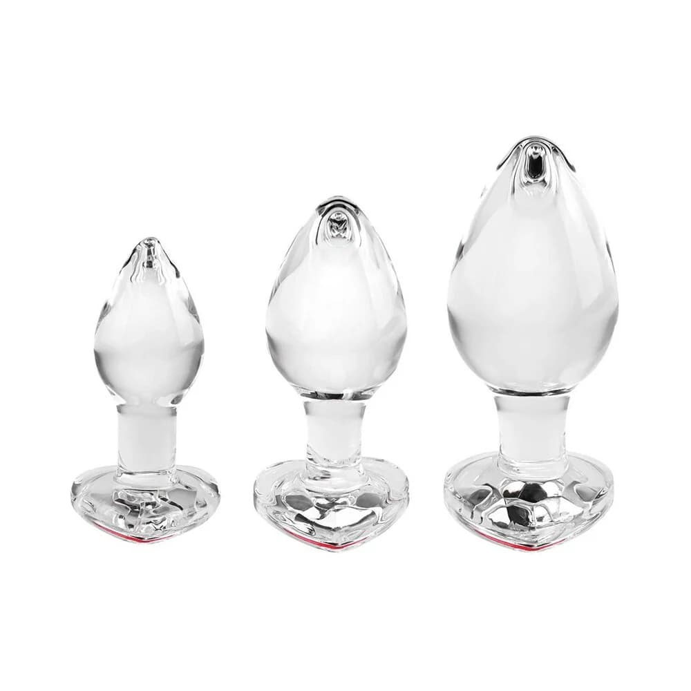 Adam & Eve Red Heart Gem Glass Plug Set thumbnail 5