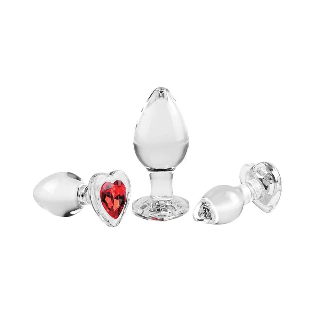 Adam & Eve Red Heart Gem Glass Plug Set thumbnail 6