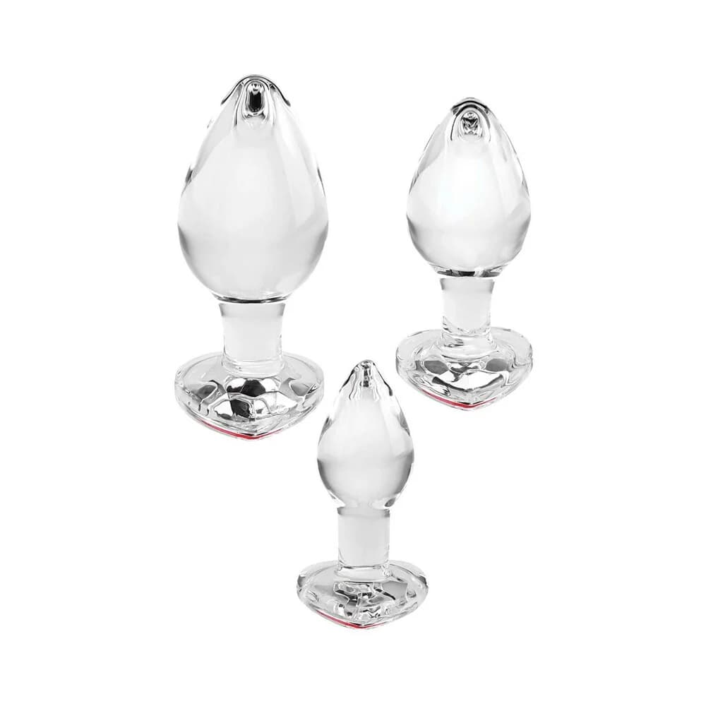 Adam & Eve Red Heart Gem Glass Plug Set thumbnail 7