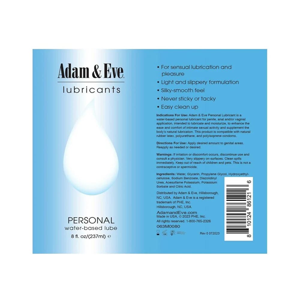 Adam & Eve Personal Water-Based Lubricant 8 oz. thumbnail 3