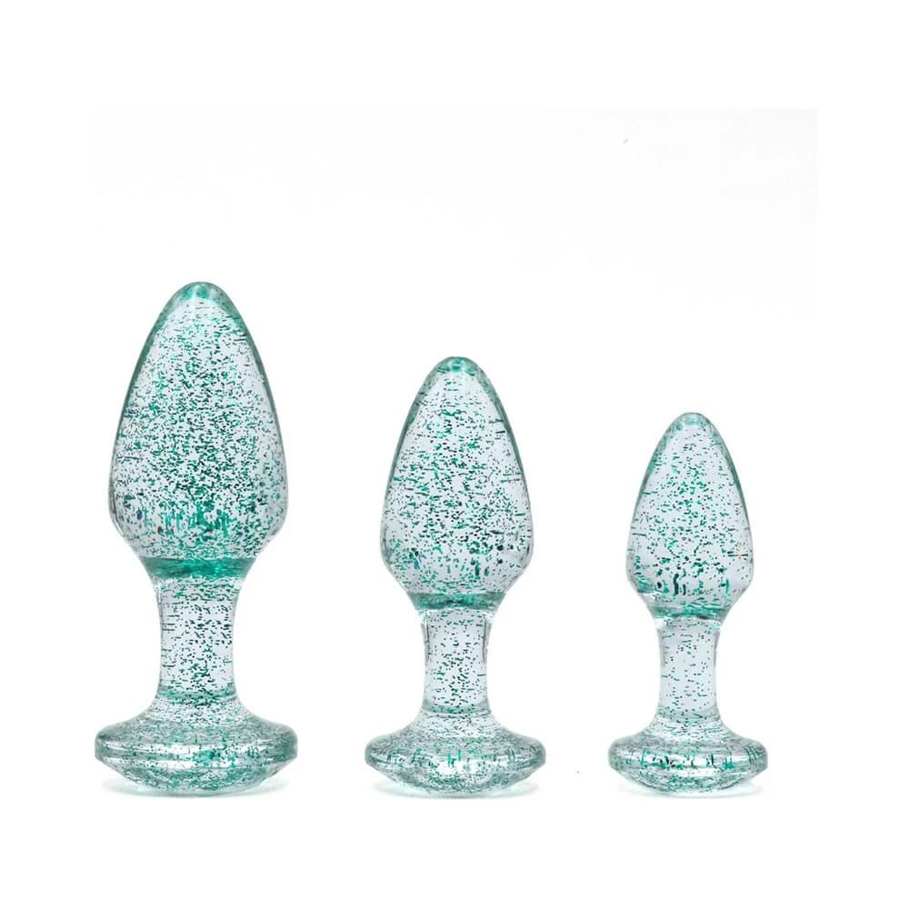 Adam & Eve Glitter Gem Butt Plug Set Blue thumbnail 2