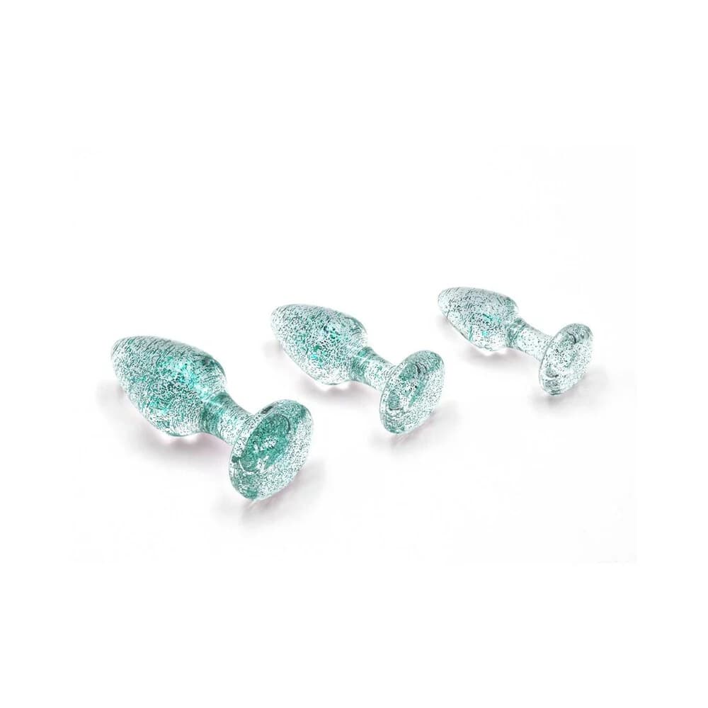 Adam & Eve Glitter Gem Butt Plug Set Blue thumbnail 4