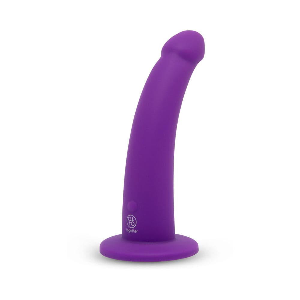 Together Tilt 7 in. Vibrating Silicone Dildo & Harness Set Purple thumbnail 3