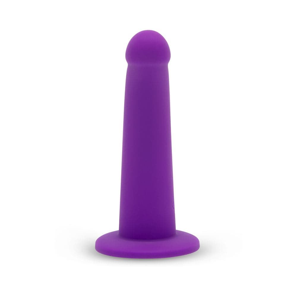 Together Tilt 7 in. Vibrating Silicone Dildo & Harness Set Purple thumbnail 6
