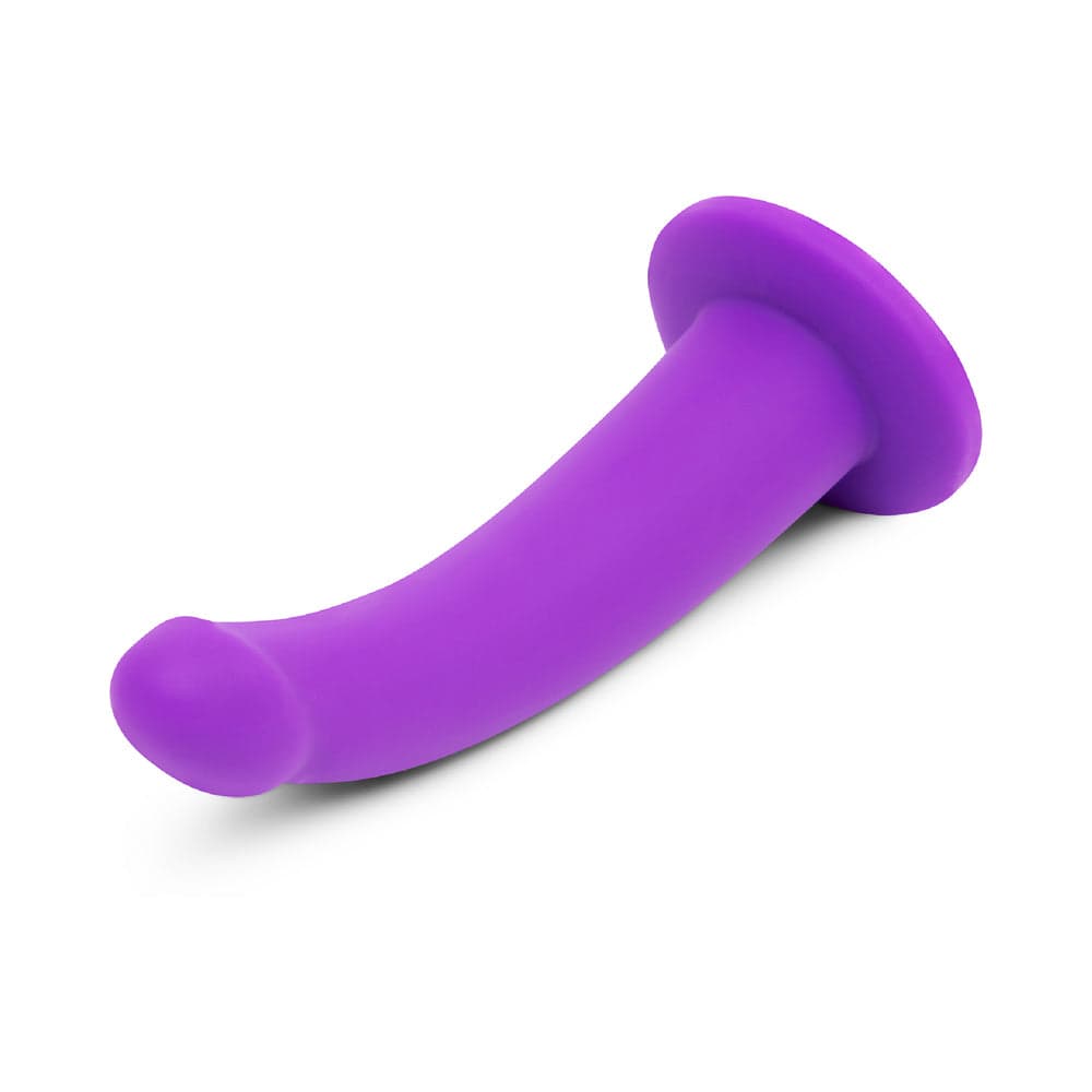 Together Tilt 7 in. Vibrating Silicone Dildo & Harness Set Purple thumbnail 7