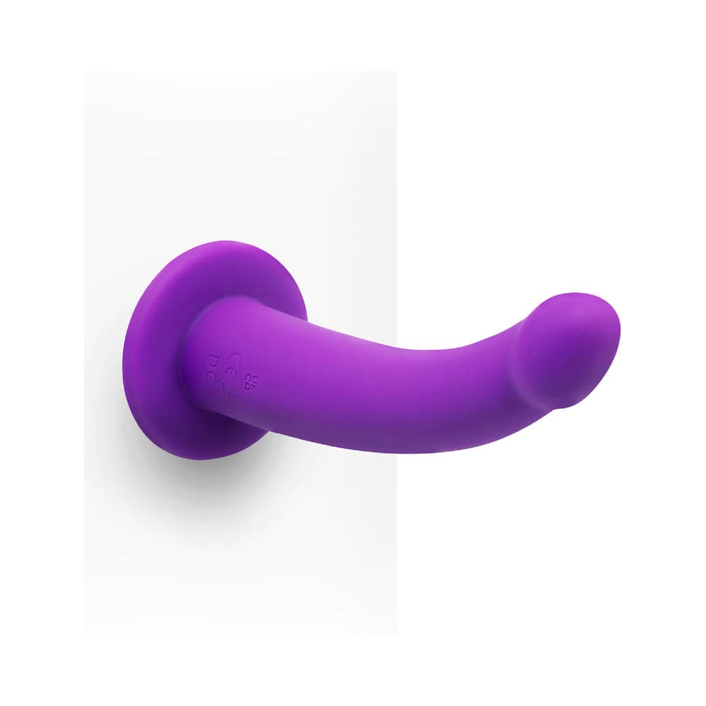 Together Tilt 7 in. Vibrating Silicone Dildo & Harness Set Purple thumbnail 8
