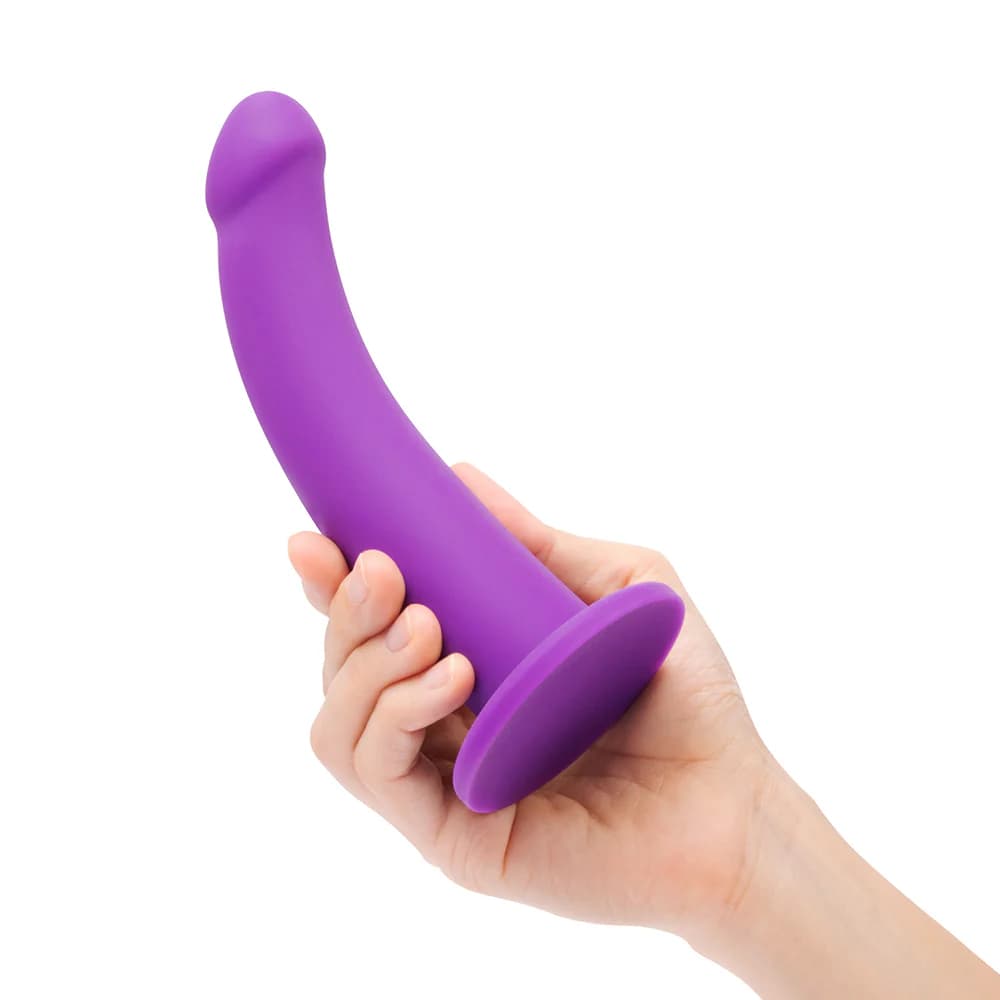 Together Tilt 7 in. Vibrating Silicone Dildo & Harness Set Purple thumbnail 9