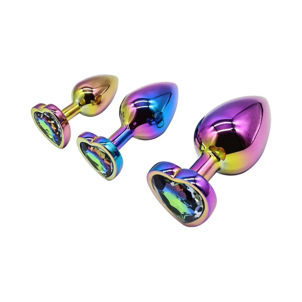 Adam & Eve Rainbow Heart Anal Plug Training Set thumbnail 5