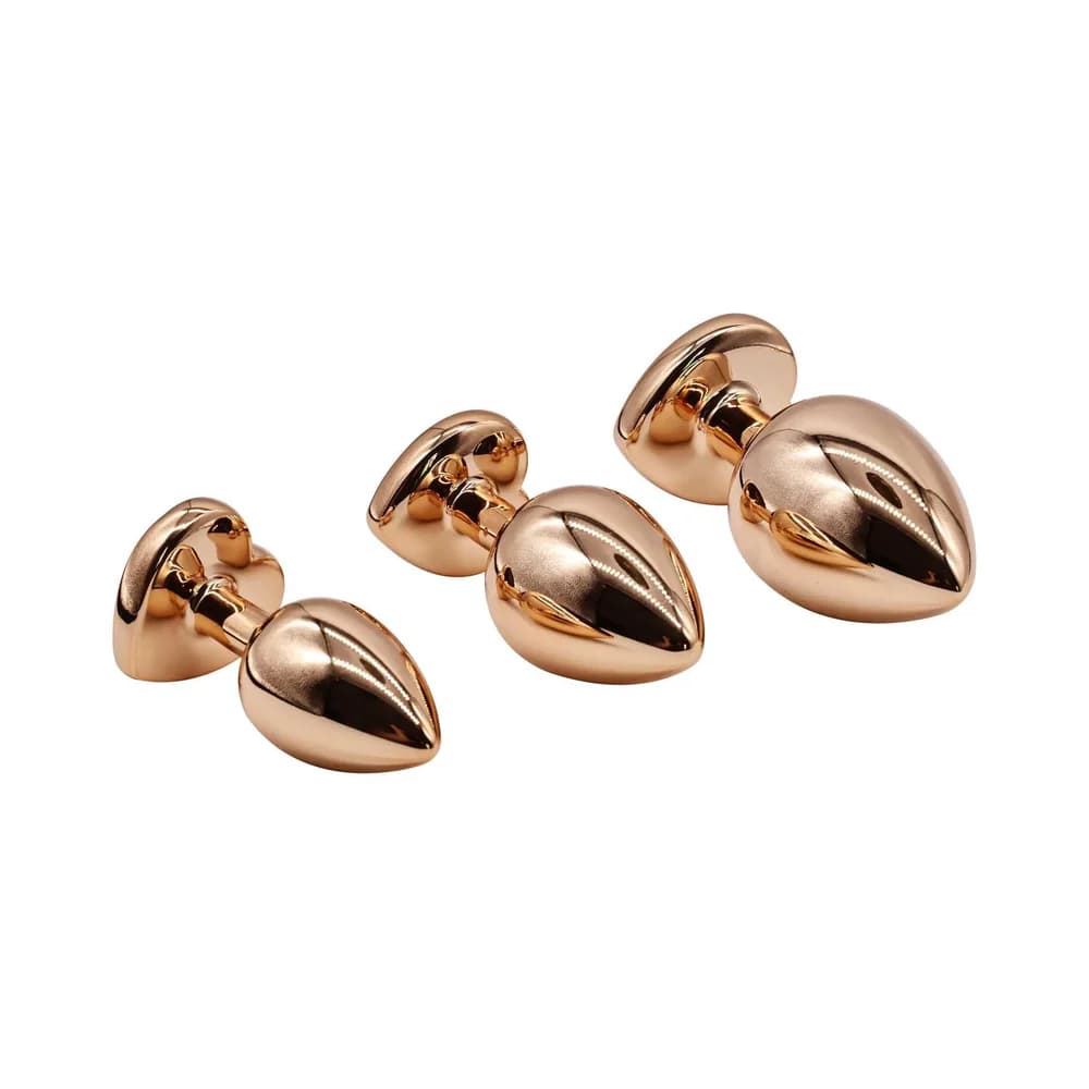 Adam & Eve Rose Gold Pink Heart Anal Plug Training Set thumbnail 3