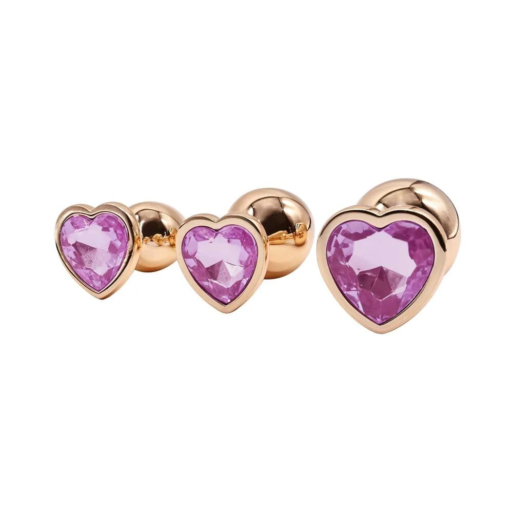 Adam & Eve Rose Gold Pink Heart Anal Plug Training Set thumbnail 4
