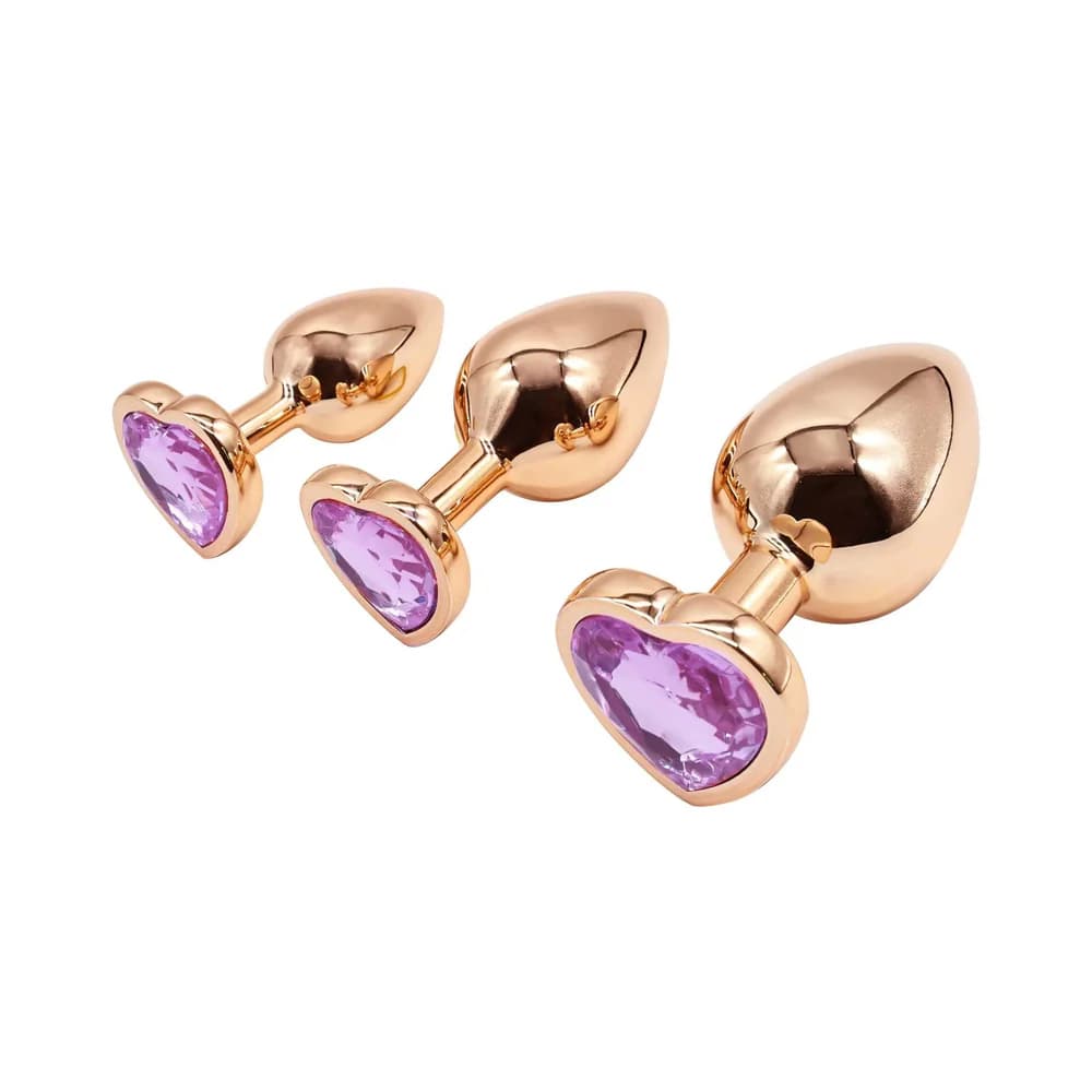 Adam & Eve Rose Gold Pink Heart Anal Plug Training Set thumbnail 5