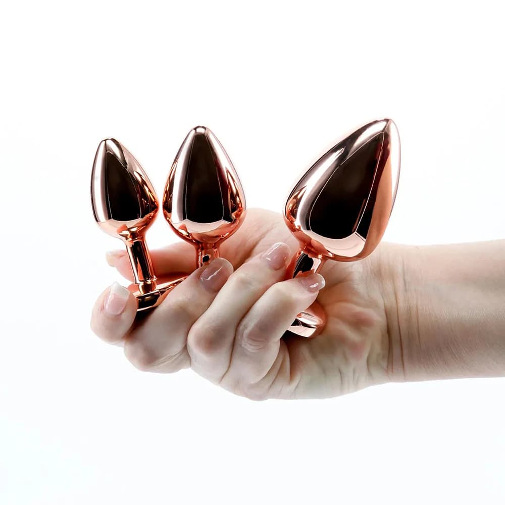 Adam & Eve Rose Gold Pink Heart Anal Plug Training Set thumbnail 7