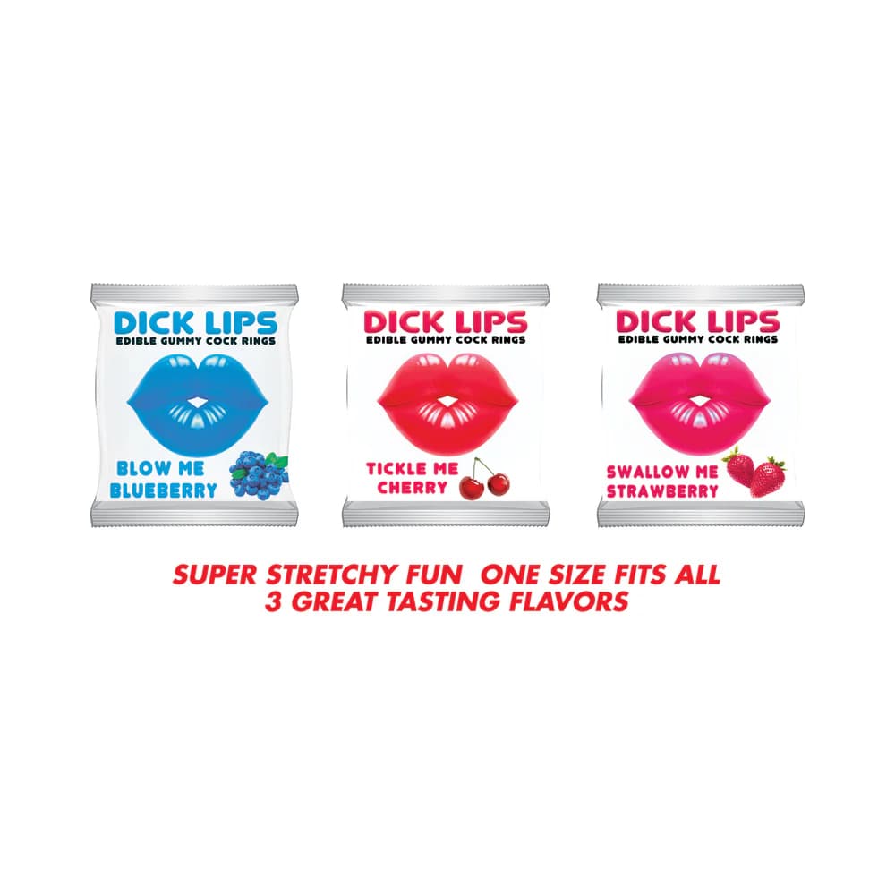 Dicklips Gummy Cock Rings (Singles) 3 Assorted Flavors 21pcs/Display thumbnail 2