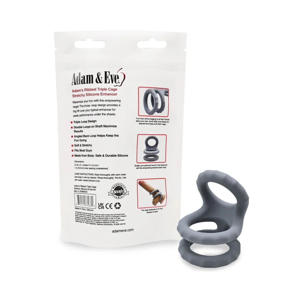 Adam & Eve Adam's Ridged Triple Cage (Bag Packaging) thumbnail 6