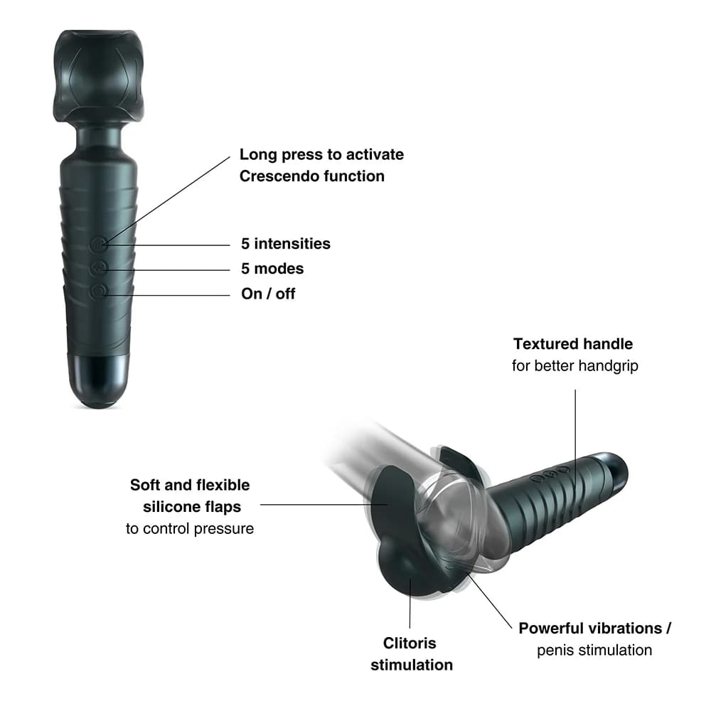 MAN WAN Man.Wand Evo 2-in-1 Frenulum Stimulator & Wand with Crescendo Pine Grey thumbnail 2