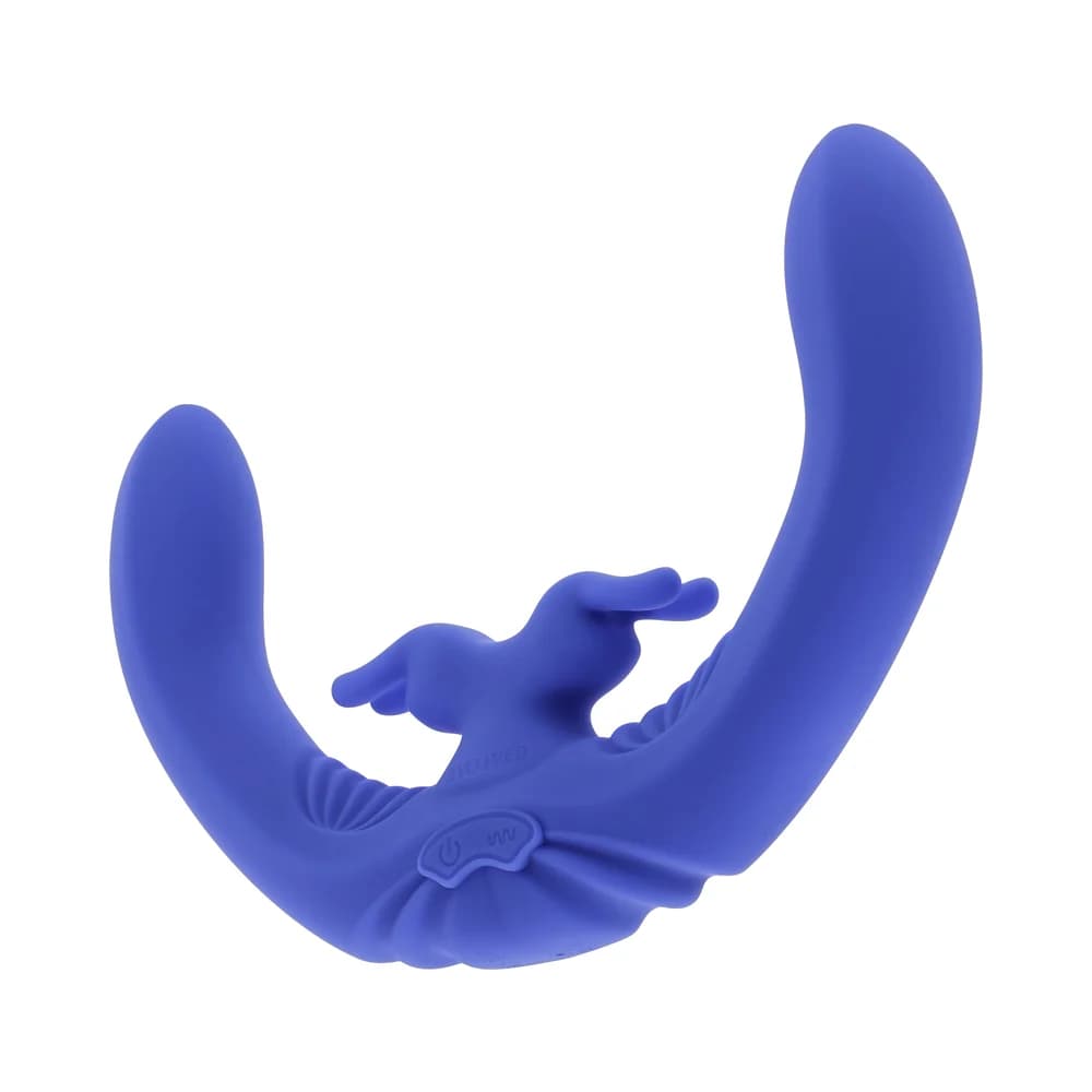 Evolved Lovebirds Rechargeable Silicone Remote-Controlled Dual-Ended Vibrator Blue thumbnail 5
