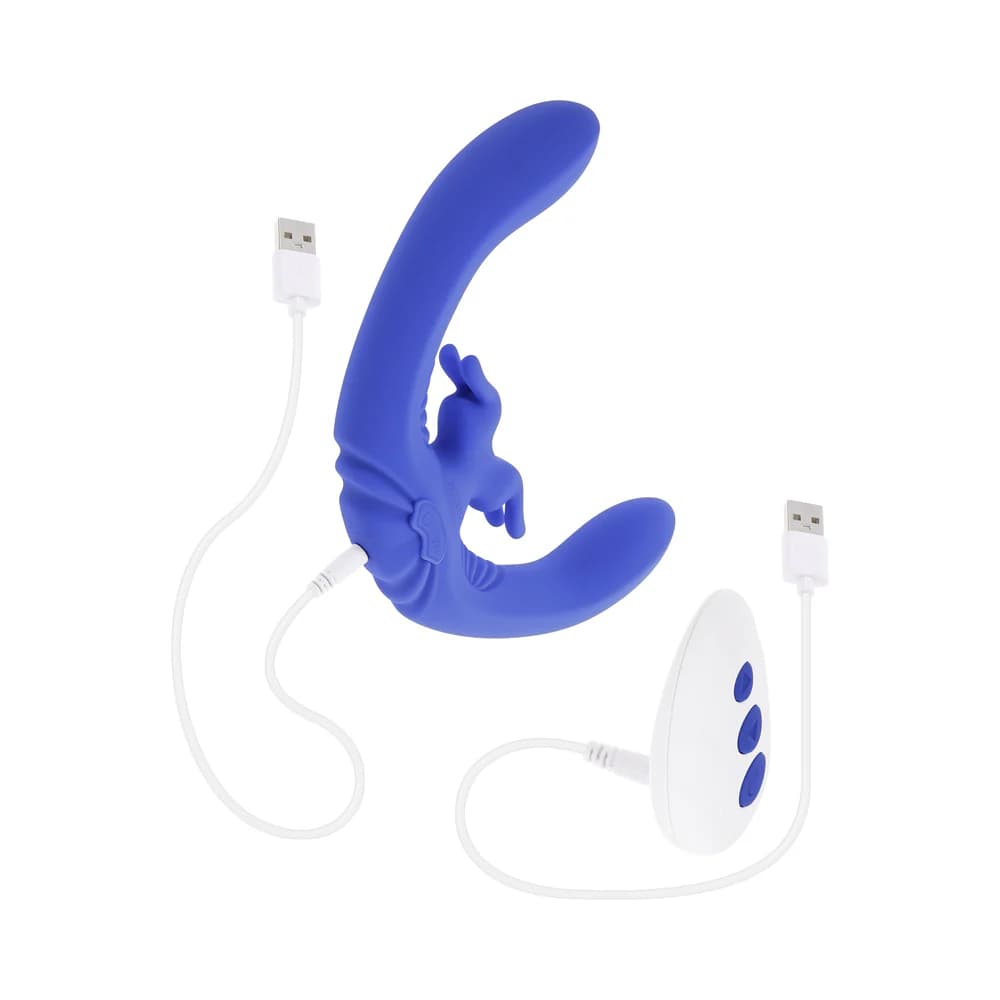 Evolved Lovebirds Rechargeable Silicone Remote-Controlled Dual-Ended Vibrator Blue thumbnail 10