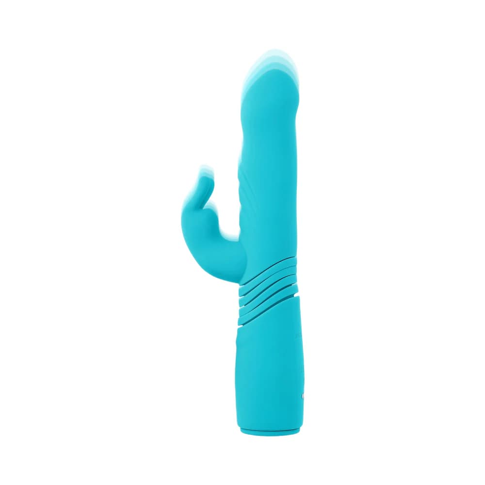 Evolved Bunny Hop Rechargeable Silicone Thrusting Rabbit Vibrator Teal thumbnail 4