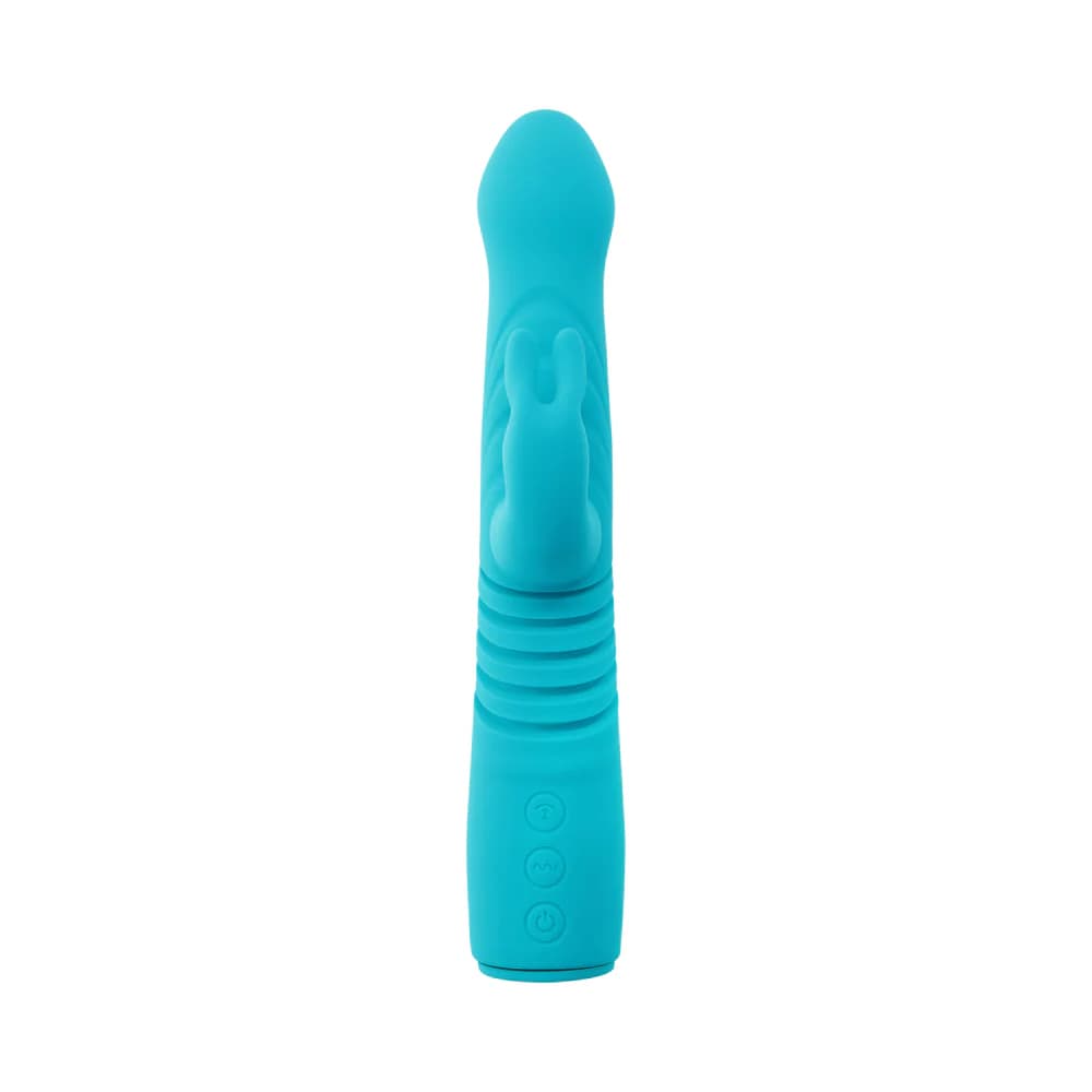 Evolved Bunny Hop Rechargeable Silicone Thrusting Rabbit Vibrator Teal thumbnail 8