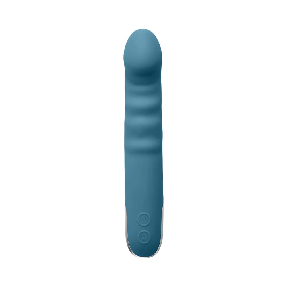 Evolved Queen Of All Trades Rechargeable Silicone Thrusting and Rotating Vibrator Teal thumbnail 2