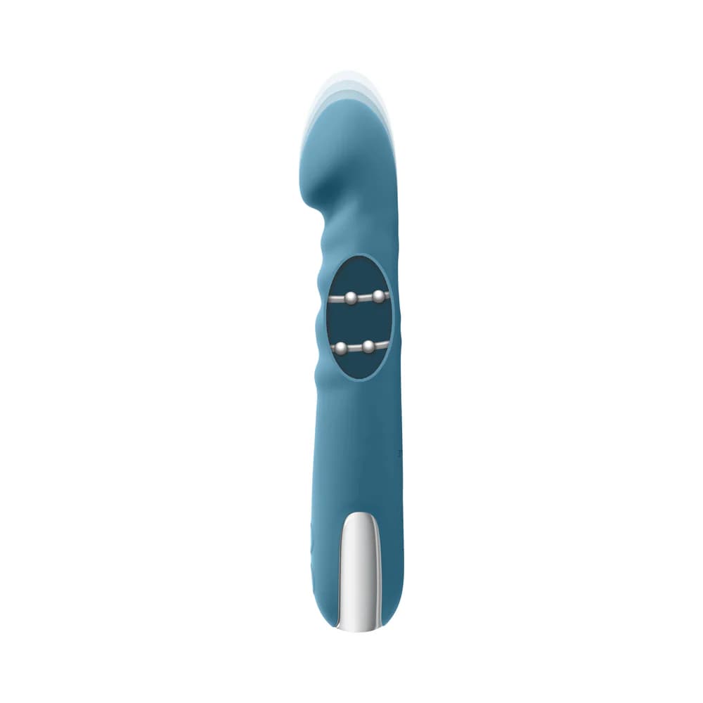 Evolved Queen Of All Trades Rechargeable Silicone Thrusting and Rotating Vibrator Teal thumbnail 5