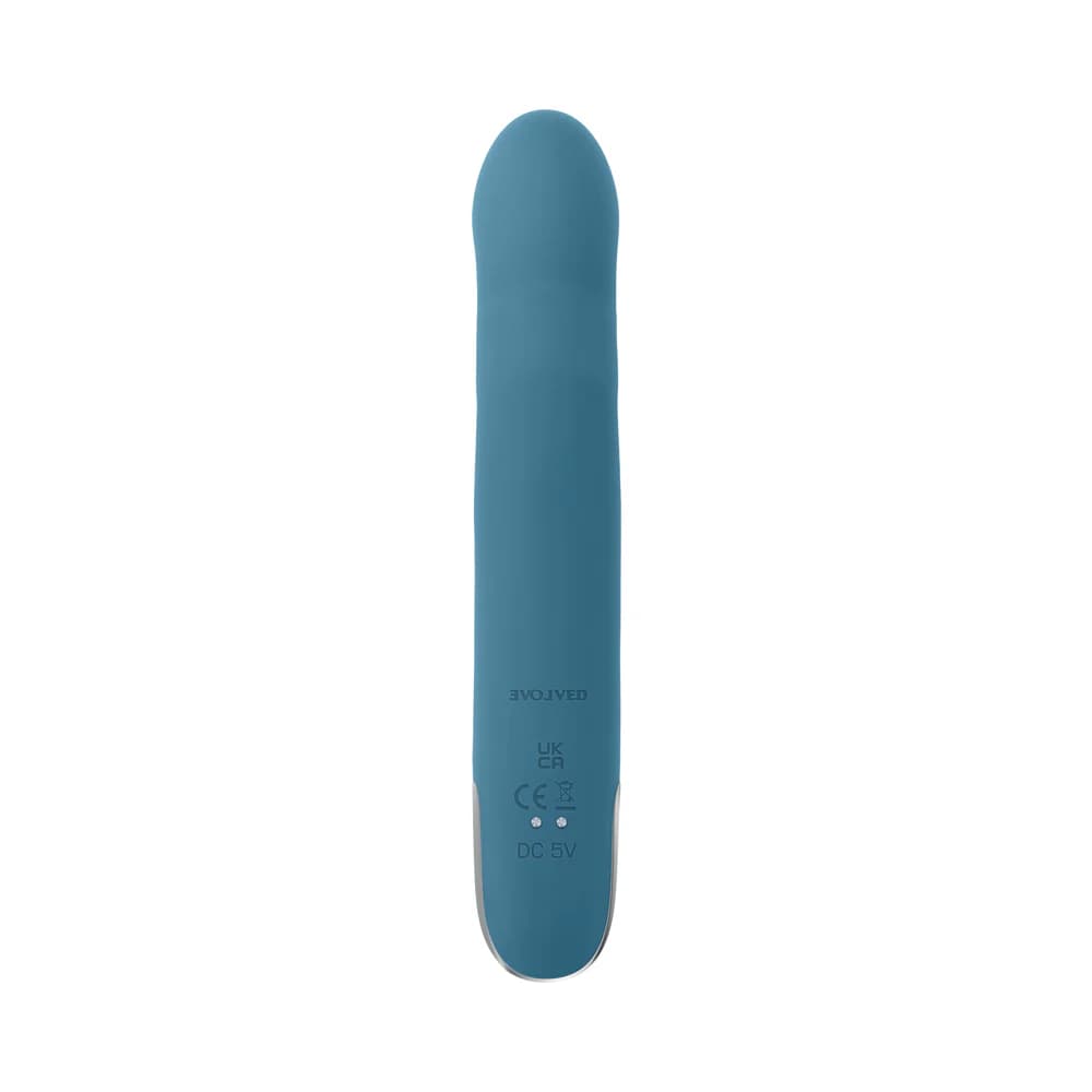 Evolved Queen Of All Trades Rechargeable Silicone Thrusting and Rotating Vibrator Teal thumbnail 6