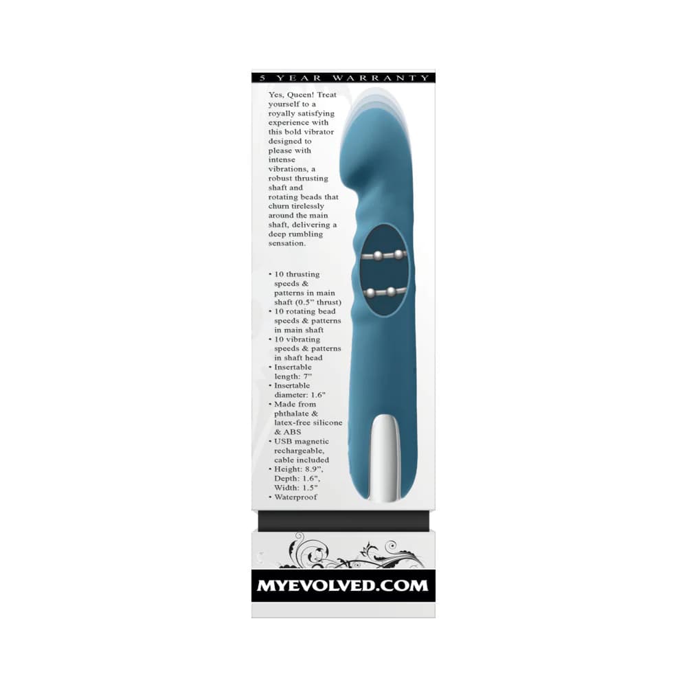 Evolved Queen Of All Trades Rechargeable Silicone Thrusting and Rotating Vibrator Teal thumbnail 9