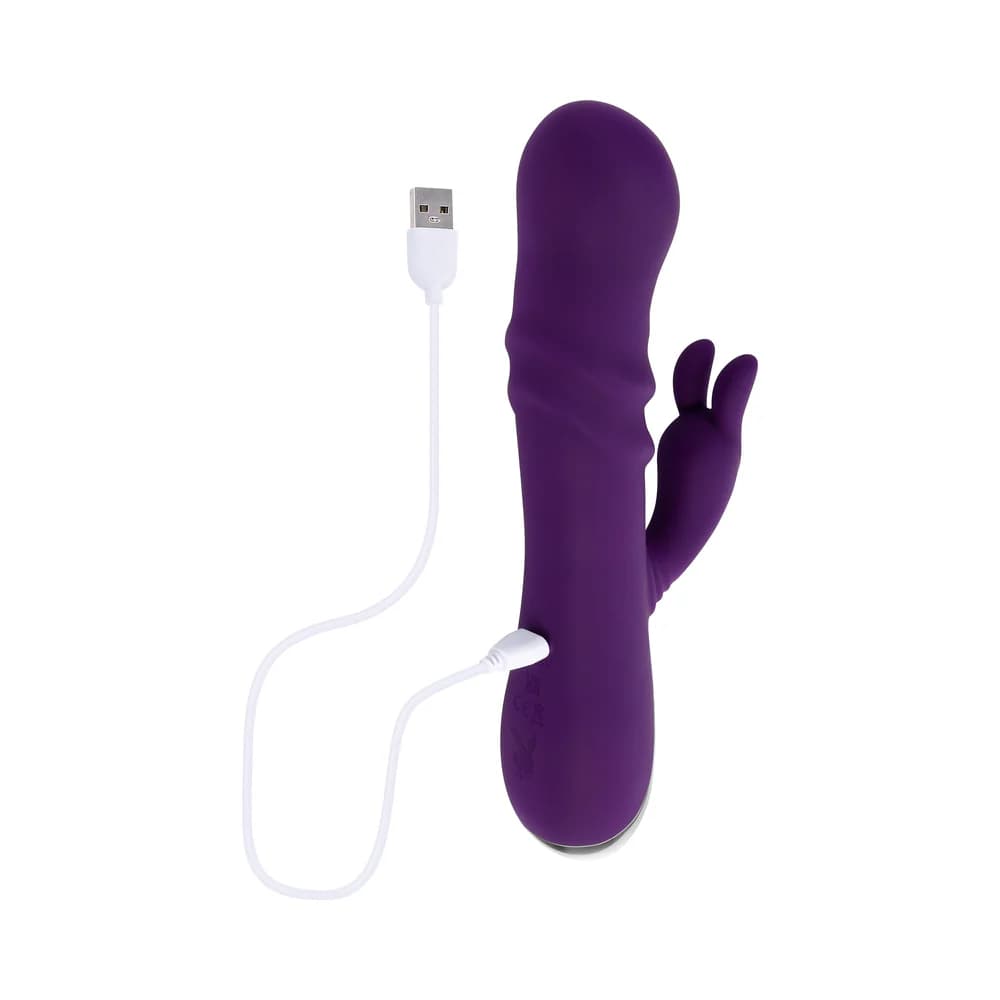 Playboy Bunny Punch Rechargeable Silicone Rabbit Vibrator Purple thumbnail 8