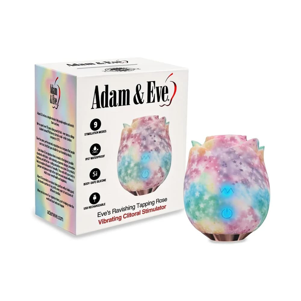 Adam & Eve Eve's Ravishing Rose Tapping Clitoral Stimulator Rainbow