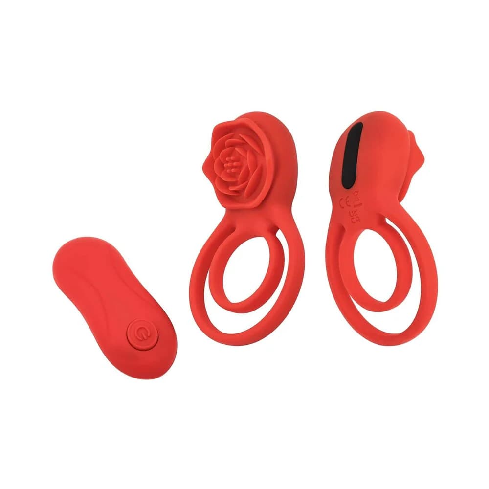 Adam & Eve Double Ring Vibrating Rose Cock Ring thumbnail 2